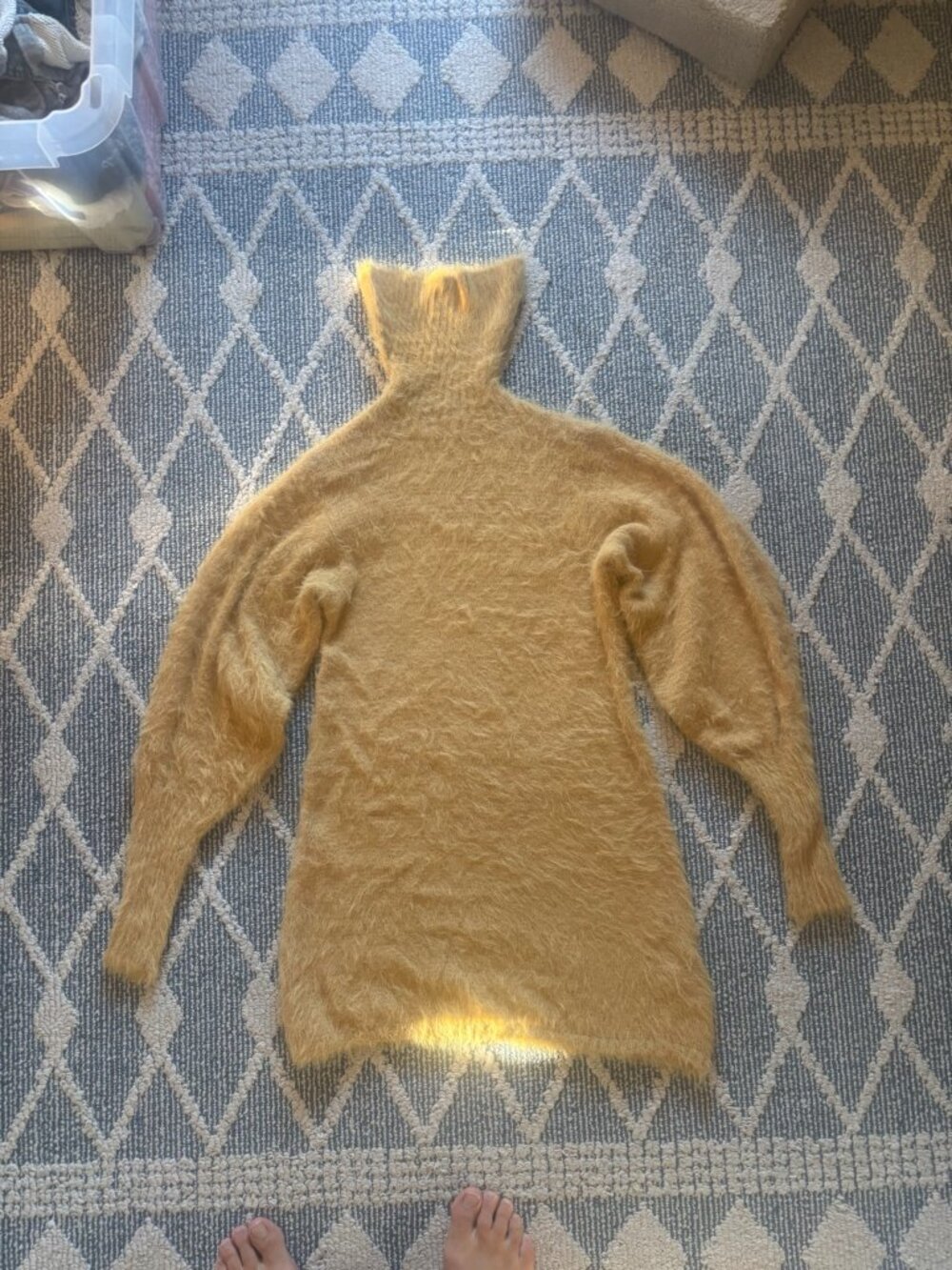 Free People Fuzzy Turtleneck Sweater Womens Small Beige Oversized Alpaca Knit Bo
